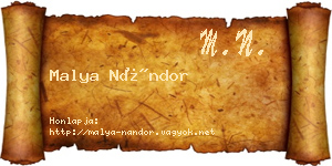 Malya Nándor névjegykártya