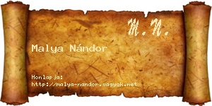 Malya Nándor névjegykártya